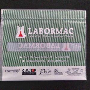 ENVELOPE PLÁSTICO COM FECHO ZIP PARA ENTREGA DE EXAMES DE DIAGNÓSTICOS COM JANELA