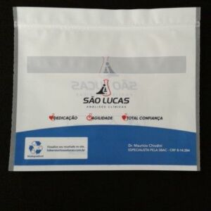 ENVELOPE PLÁSTICO COM FECHO ZIP PARA ENTREGA DE EXAMES DE DIAGNÓSTICOS COM JANELA 5