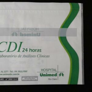 ENVELOPE PLÁSTICO COM FECHO ZIP PARA ENTREGA DE EXAMES DE DIAGNÓSTICOS COM JANELA 4