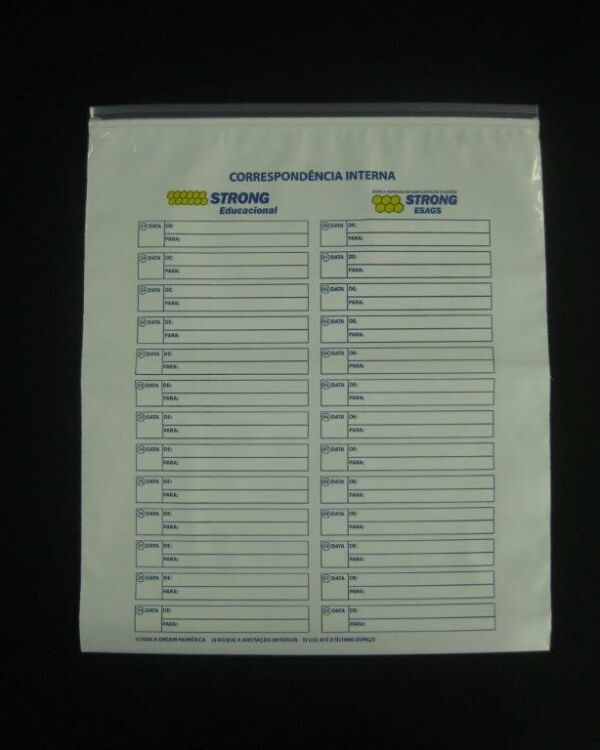 ENVELOPE PLÁSTICO DE CORRESPONDÊNCIA INTERNA TIPO VAI E VEM COM FECHO TRILHO 5