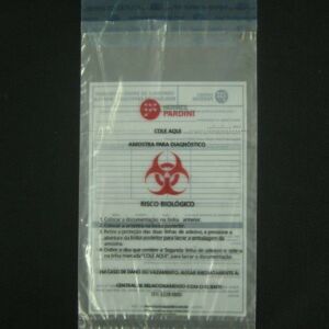 ENVELOPE PLÁSTICO PARA COLETA DE MATERIAL BIOLÓGICO MBL  COM ABA E FITA COM BOLSA CANGURU IMPRESSO 3