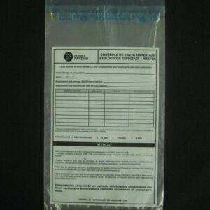 ENVELOPE PLÁSTICO PARA COLETA DE MATERIAL BIOLÓGICO MBL  COM ABA E FITA COM BOLSA CANGURU IMPRESSO 2