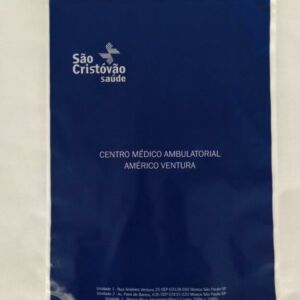 ENVELOPE PLÁSTICO PARA ENTREGA DE EXAME DE DIAGNÓSTICO, RX, TOMOGRAFIA COM ABA E FITA