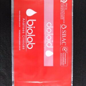 ENVELOPE PLÁSTICO PARA ENTREGA DE EXAMES DE DIAGNÓSTICO COM JANELA ABA E FITA 19
