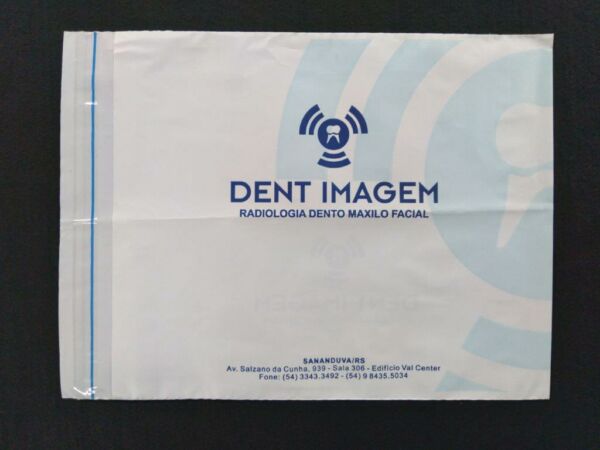 ENVELOPE PLÁSTICO PARA RADIOLOGIA DENTO MAXILO FACIAL COM ABA E FITA