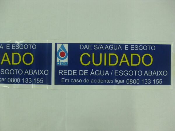 FAIXA DE SINALIZAÇÃO E SEGURANÇA SUBTERÃNEA 18 PARA REDE DE ÁGUA E ESGOTO ABAIXO