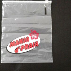 SACO PLÁSTICO COM FECHO E CURSOR PARA BIQUINIS E MODA PRAIA