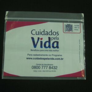 SACO PLÁSTICO COM FECHO ZIP PARA AÇÕES PROMOCIONAIS DE LABORATÓRIOS E INDÚSTRIA FARMACÊUTICA