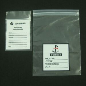 SACO PLÁSTICO COM FECHO ZIP PARA AMOSTRAS DE SOLO, GRÃOS, FOLHAS E PEÇAS