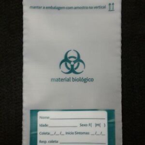 SACO PLÁSTICO COM FECHO ZIP PARA COLETA DE MATERIAL BIOLÓGICO MBL