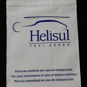 SACO PLÁSTICO COM FECHO ZIP PARA INDISPOSIÇÃO ESTOMACAL COM ABA E FITA PERMANENTE