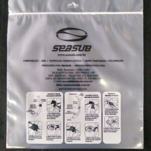 SACO PLÁSTICO COM FECHO ZIP PARA MÁSCARA DE MERGULHO E TUBO RESPIRADOR SNORKEL COM FURO PARA DISPLAY
