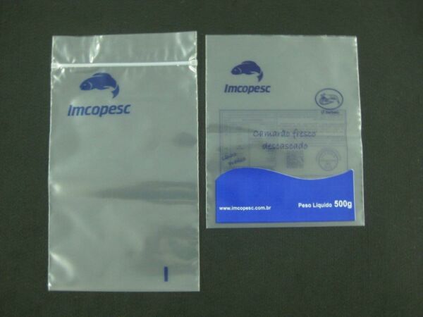 SACO PLÁSTICO COM FECHO ZIP PARA PEIXES CONGELADOS