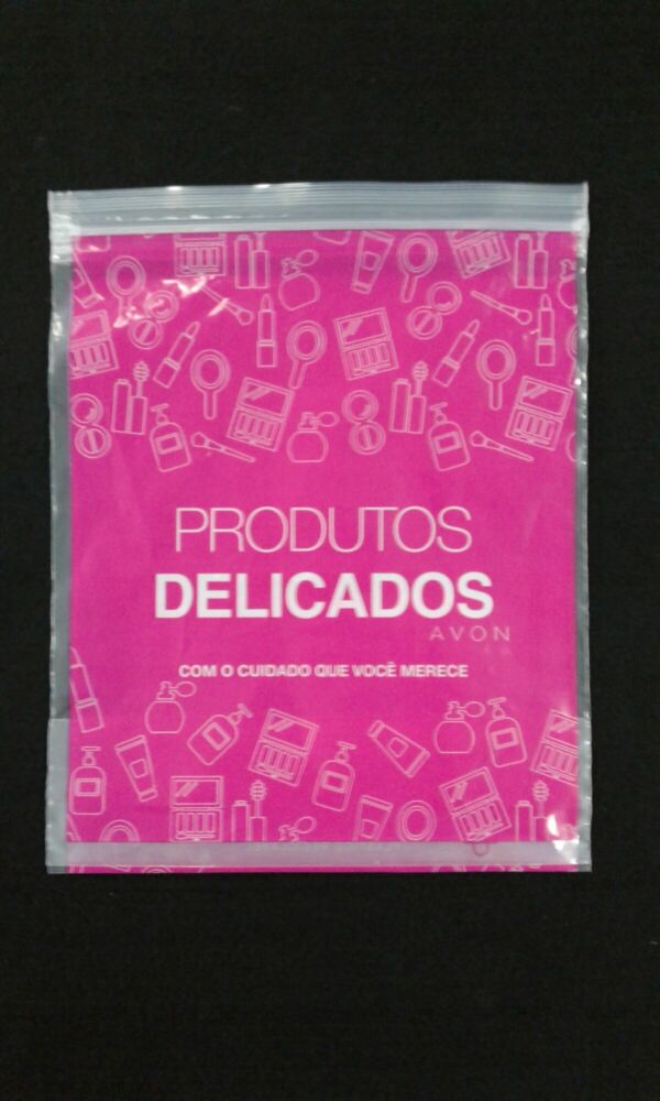 SACO PLÁSTICO COM FECHO ZIP PARA PRODUTOS DELICADOS DE PERFUMARIA, BELEZA E HIGIENE