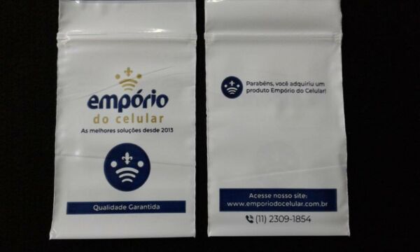 SACO PLÁSTICO COM FECHO ZIP PARA PRODUTOS E ACESSÓRIOS DE CELULAR