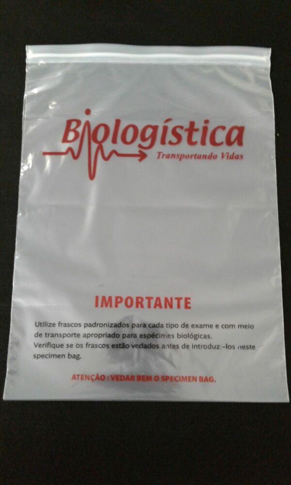 SACO PLÁSTICO COM FECHO ZIP PARA TRANSPORTE DE MATERIAL BIOLOGICO MBL PARA EXAMES