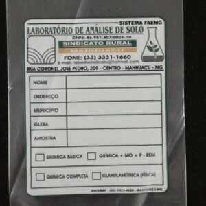 SACO PLÁSTICO PARA AMOSTRAS DE COLETA DE SOLO, GRÃOS, FOLHAS, FERTILIZANTES E OUTROS COM ABERTURA NA PARTE SUPERIOR