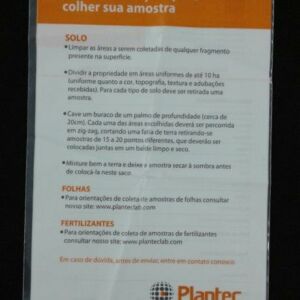 SACO PLÁSTICO PARA AMOSTRAS DE COLETA DE SOLOS, GRÃOS, FOLHAS, FERTILIZANTES E OUTROS COM ABERTURA NA PARTE SUPERIOR