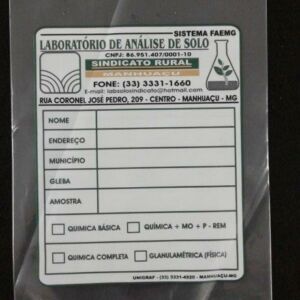 SACO PLÁSTICO PARA AMOSTRAS DE COLETA DE SOLOS, GRÃOS, FOLHAS, FERTILIZANTES E OUTROS COM ABERTURA NA PARTE SUPERIOR 2
