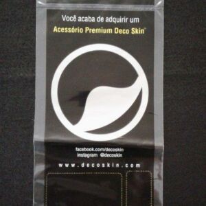 SACO PLÁSTICO PARA CAPAS E ACESSÓRIOS DE CELULARES COM SOLAPA E FURO PARA DISPLAY COM ABA E FITA 2