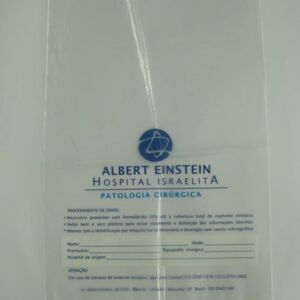 SACO PLÁSTICO PARA COLETA DE MATERIAL BIOLÓGICO COM ABERTURA NA PARTE SUPERIOR