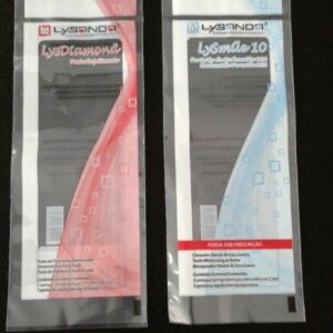 SACO PLÁSTICO PARA CONDICIONADOR E CLAREADOR DENTAL COM SOLAPA E FURO PARA DISPLAY