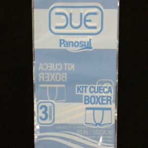 SACO PLÁSTICO PARA CUECAS COM SOLAPA E FURO PARA DISPLAY COM ABA E FITA 4