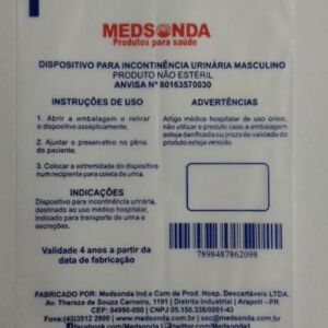 SACO PLÁSTICO PARA DISPOSITIVO DE INCONTINÊNCIA URINÁRIA MARCULINO
