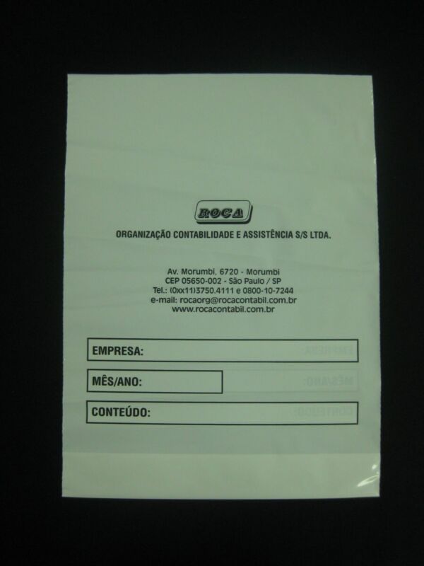 SACO PLÁSTICO PARA DOCUMENTOS CONTABEIS, MALOTES E ARQUIVO