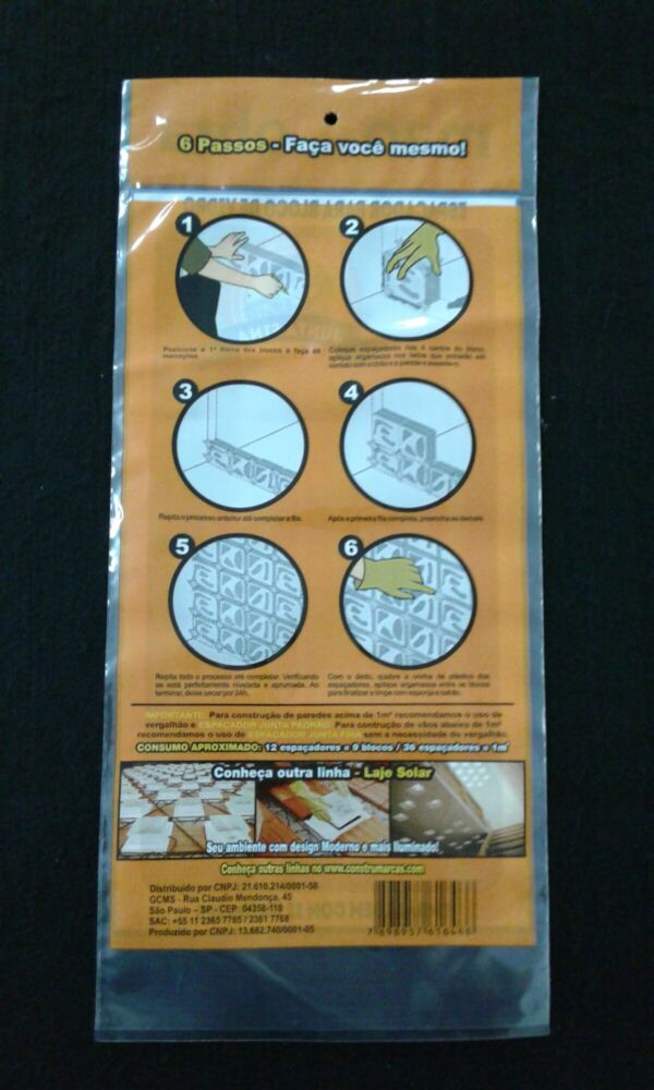 SACO PLÁSTICO PARA ESPAÇADOR DE BLOCO DE VIDRO COM SOLAPA E FURO PARA DISPLAY - Image 2