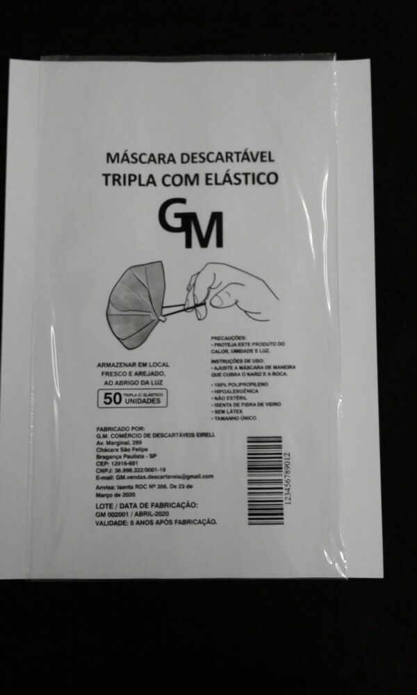 SACO PLÁSTICO PARA MÁSCARA DESCARTÁVEL