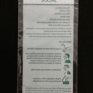 SACO PLÁSTICO PARA MÁSCARA FACIAL DESCARTÁVEL COM SOLAPA E FURO PARA DISPLAY ABERTURA NA PARTE INFERIOR