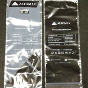 SACO PLÁSTICO PARA MEIAS COM SOLAPA E FURO PARA DISPLAY COM ABA E FITA 22