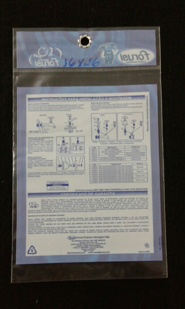 SACO PLÁSTICO PARA METAIS SANITÁRIOS, TORNEIRAS, REGISTROS COM SOLAPA E FURO PARA DISPLAY COM ILHÔS 2 - Imagem 2