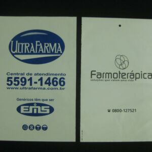 SACO PLÁSTICO PARA PRODUTOS FARMACÊUTICOS COM ABERTURA NA PARTE SUPERIOR E FURO PARA DISPLAY