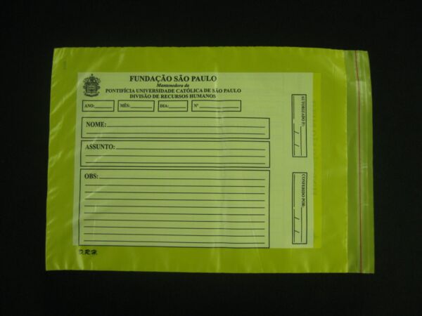 SACO PLÁSTICO PARA PRONTUÁRIOS E GUARDA DE DOCUMENTOS COM FECHO TRILHO