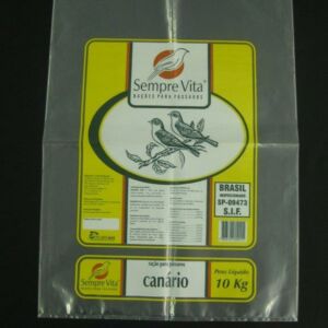 SACO PLÁSTICO PARA RAÇÃO ANIMAL DE PASSÁROS 10 KG ABERTURA NA PARTE SUPERIOR