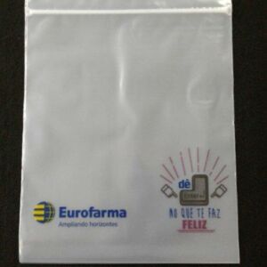SACOLA PLÁSTICA ALÇA BOCA VAZADA COM FECHO ZIP PARA LABORATÓRIOS FARMACÊUTICOS AÇÃO PROMOCIONAL