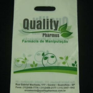 SACOLA PLÁSTICA ALÇA BOCA VAZADA FARMÁCIA DE MANIPULAÇÃO