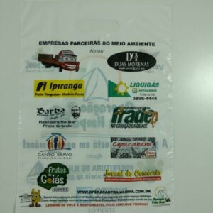 SACOLA PLÁSTICA ALÇA BOCA VAZADA OPERAÇÃO PRAIA LIMPA AÇÃO PROMOCIONAL