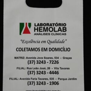 SACOLA PLÁSTICA ALÇA BOCA VAZADA PARA CLÍNICAS DE IMAGEM E DIAGNÓSTICOS