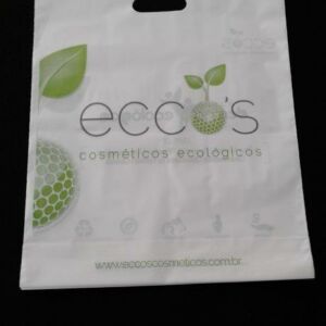 SACOLA PLÁSTICA ALÇA BOCA VAZADA PARA COSMÉTICOS FEIRAS, EVENTOS AÇÃO PROMOCIONAL