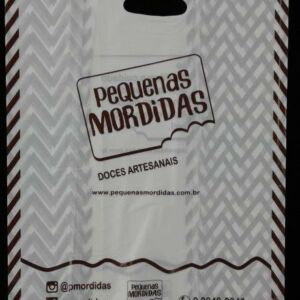 SACOLA PLÁSTICA ALÇA BOCA VAZADA PARA DOCES, TORTAS, BOLOS E SALGADOS SANFONADA