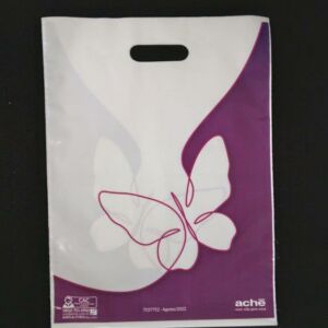 SACOLA PLÁSTICA ALÇA BOCA VAZADA PARA LABORATÓRIOS FARMACÊUTICOS AÇÃO PROMOCIONAL