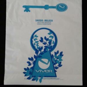 SACOLA PLÁSTICA ALÇA BOCA VAZADA PARA LOJAS DE COSMÉTICOS E PRODUTOS DE BEM ESTAR