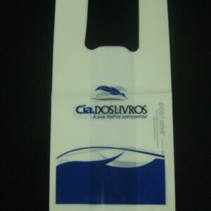 SACOLA PLÁSTICA ALÇA CAMISETA PARA LIVRARIAS