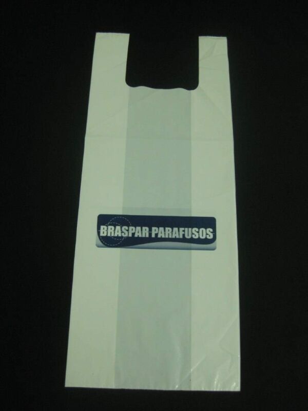 SACOLA PLÁSTICA ALÇA CAMISETA PARA LOJAS DE PARAFUSOS, PREGOS, ARRUELAS E FERRANTAS EM GERAL