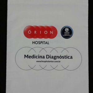 SACOLA PLÁSTICA COM FECHO TALA ALÇA BOCA VAZADA PARA HOSPITAIS, CLÍNICAS, LABORATÓRIOS