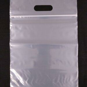 SACOLA PLÁSTICA COM FECHO ZIP ALÇA BOCA VAZADA