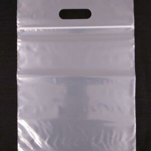 SACOLA PLÁSTICA COM FECHO ZIP ALÇA BOCA VAZADA
